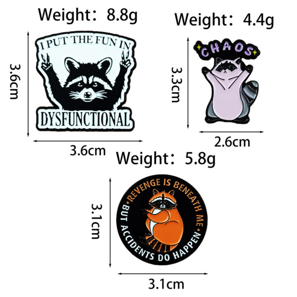 Wholesale English quote Cute cartoon brooch with cute raccoon cat