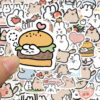 Wholesale 60pcs cartoon cat and rabbit graffiti watercolor proof vinyl stickers