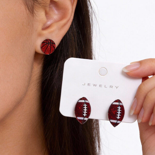 Wholesale Glittering Football/Rugby Helmet Acrylic Stud Earrings