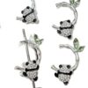 Wholesale Double-Sided Diamond-Encrusted Panda Bamboo Spacer Beads Loose Crystal Beads