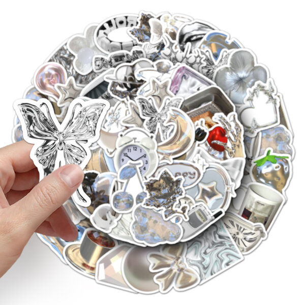 Wholesale 50 Cool Silver Strawberry Bow Graffiti Stickers