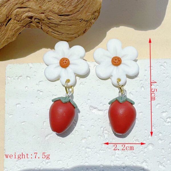 Wholesale Cute Strawberry Flower Soft Ceramic Earrings