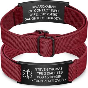 Black tag red cord medical alert bracelet
