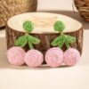 Wholesale Wool Woven Red Cherry Water Simulation Fruit Earrings