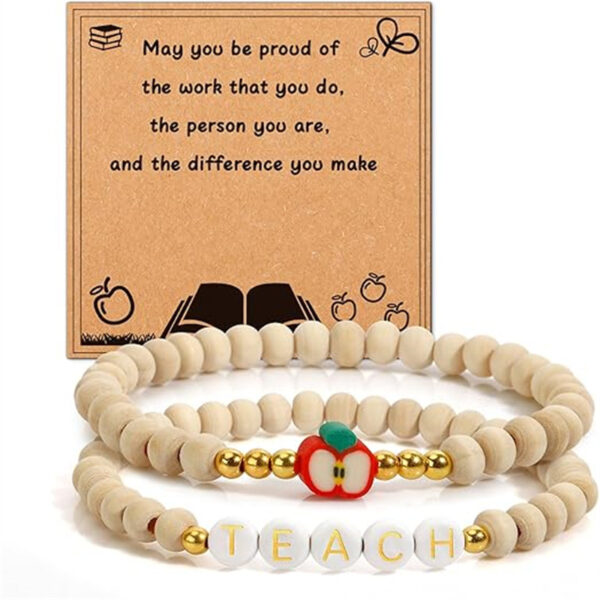 Wholesale Letter Teacher's Day Soft Ceramic Apple Layered Bracelet Set