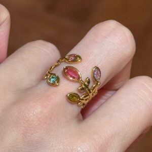 Wholesale Vintage floral branch open ring stackable gold index finger ring