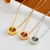 O1CN01ynWlEw258LxIlIpDV_2218546207481-0-cib Wholesale Creative Titanium Steel Rose Gold Plated Clavicle Chain Double Ring Necklace