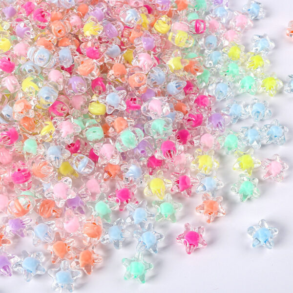 Wholesale 20pcs Transparent Colorfulful Five-Pointed Star Acrylic DIY Beads