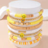 Wholesale bright yellow 8-piece sethandmade soft pottery bracelet