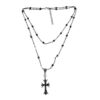 Wholesale Dark Zircon Cross Beaded Necklace