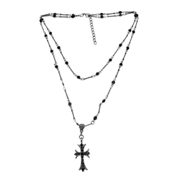 Wholesale Dark Zircon Cross Beaded Necklace
