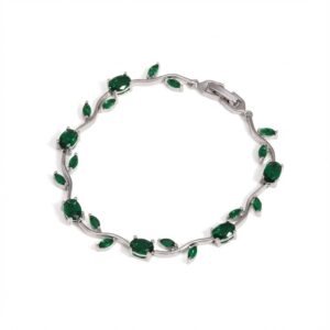 All green bracelet with silver