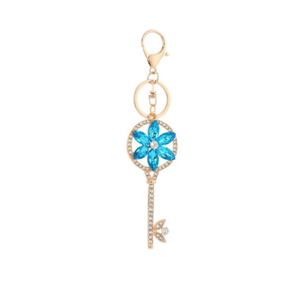 Wholesale Lucky Clover Flower with Water Diamond Metal Keychain