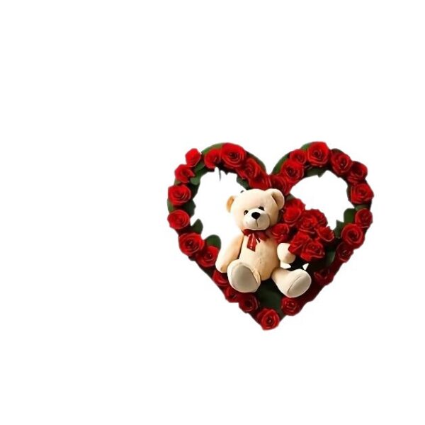 Wholesale Heart shaped teddy bear rose Valentine's Day acrylic earrings