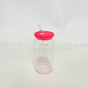 Transparent + rose red cover / 16oz/475ml