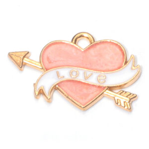 1 pink heart-piercing oil-dropping pendant