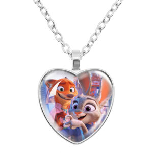 Wholesale Cartoon Fox Cute Rabbit Time Gem Heart Necklace OLY Exclusive