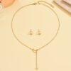 Wholesale Stainless steel moon and star pendant gold necklace and earrings
