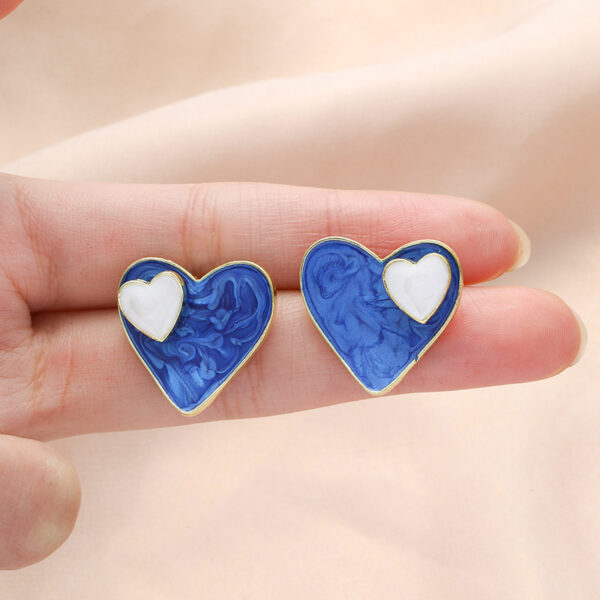 Wholesale Klein Blue Geometric Heart Earrings