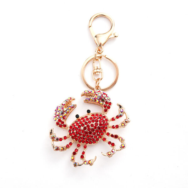 Wholesale Ocean Diamond Metal Color Crab Keychain