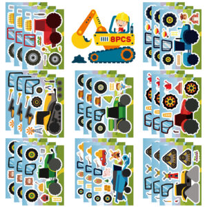 Wholesale 8pcs Cartoon Countryside Construction Vehicle Puzzle Stickers