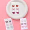 Wholesale Pink Sweet Shining Bow Earring Set