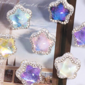 Wholesale 6pcs Stereoscopic flowing light pentagram four-way hole bead