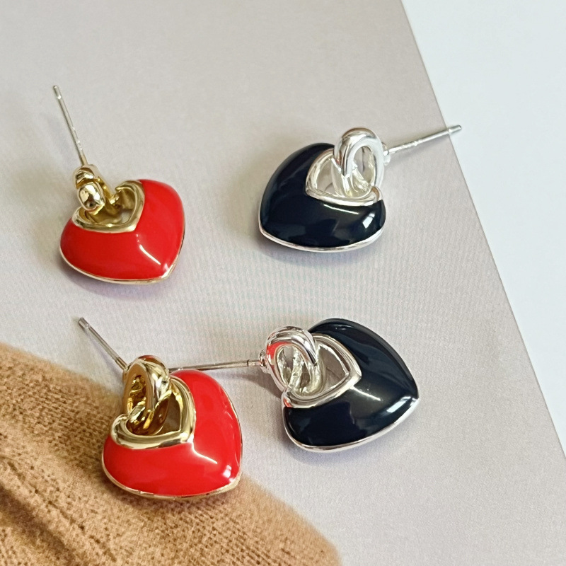 Wholesale Heart shaped Double-sided Glaze op Earrings