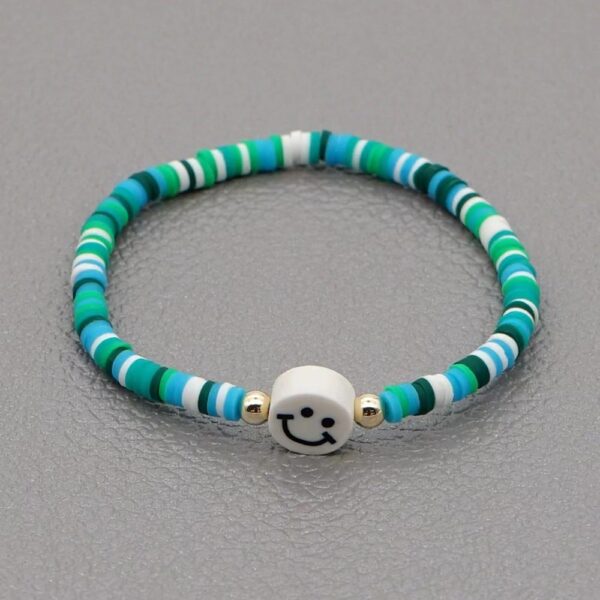 Wholesale niche design handmade soft pottery rainbow smiley bracelet