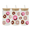 Wholesale Pink Cartoon Heart Sweet Donut 16oz Cup UV DTF Wraps