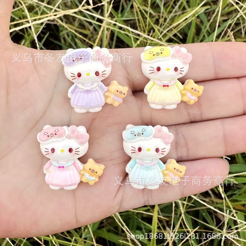 Wholesale cute cartoon cat cream glue acrylic beads