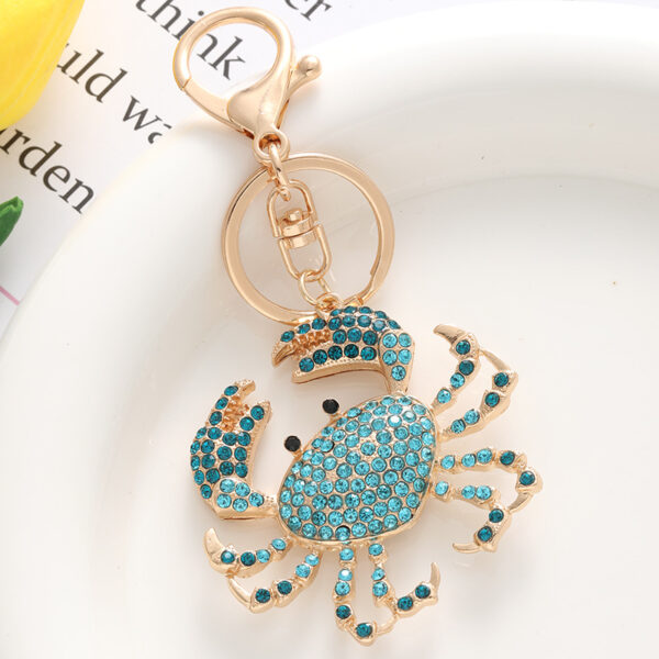 Wholesale Ocean Diamond Metal Color Crab Keychain