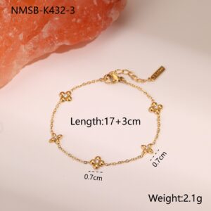 Nmsb-k432-3 golden four-leaf clover bracelet / 18K