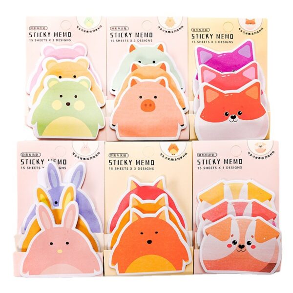 Wholesale Cute Cartoon Sticky Notes 3 Books Animal Stacking Set