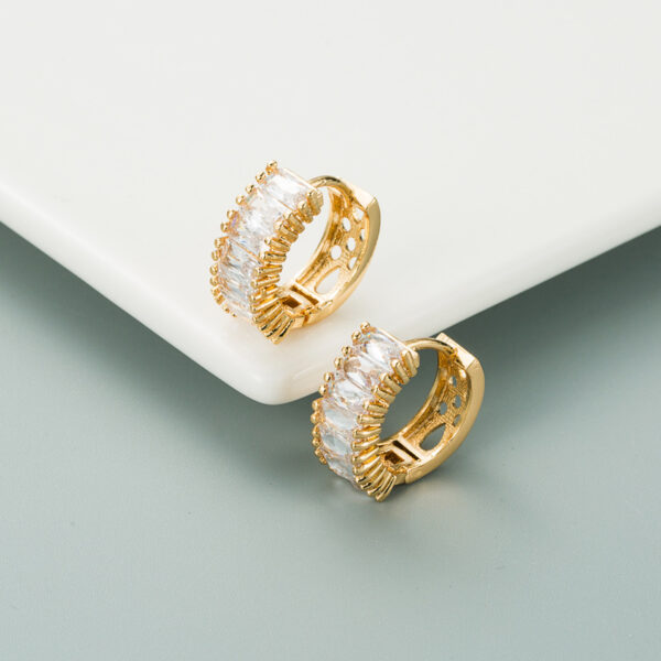 Wholesale Colored zircon brass gold-plated earrings