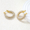 Wholesale Pearl White Diamond 18k Stainless Steel Earrings for Women, Light Luxury