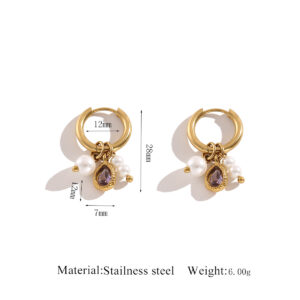 Pearl earrings water drops-lavender