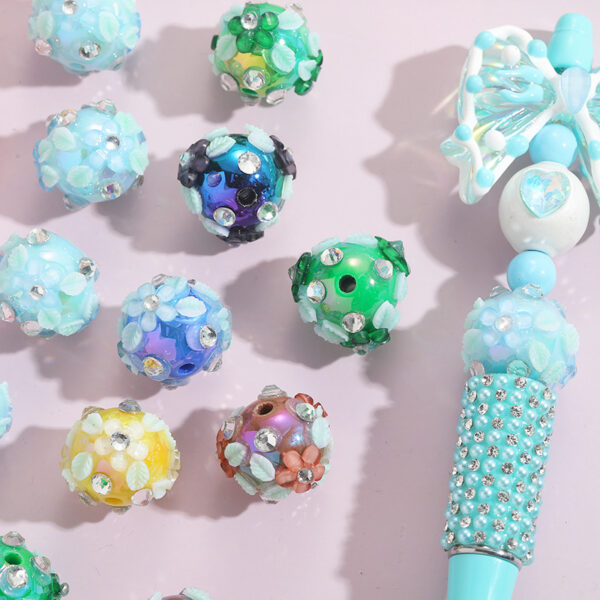 Wholesale 10pcs leaves luminous round beads straight hole handmade loose beads