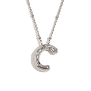 Party Balloon Letter Pendant Necklace-steel color-C