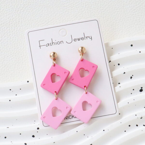 Wholesale Valentine's Day Red Playing Card Gradient Acrylic Earrings