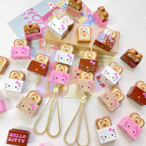 Wholesale 10pcs Cartoon Cute Bread Cat Acrylic Beads