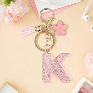 Pink k keychain