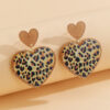Wholesale Valentine's Day love pink leopard print glitter earrings