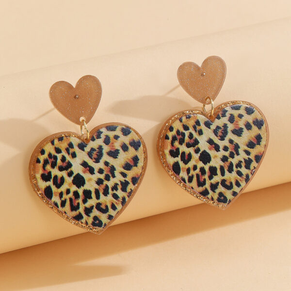 Wholesale Valentine's Day love pink leopard print glitter earrings