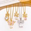 Wholesale Necklace Cross-Border Pink Bow Necklace Accessories Women's Ins Style Accessible Luxury Versatile Jewelry Fashion Design Accessories