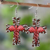 Wholesale Cross Leopard Angel Pendant Earrings Wooden Double-sided Earring Gift