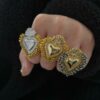 Wholesale Love Gold and Silver Sacred Heart Ring