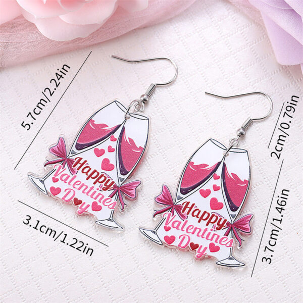 Wholesale Valentine's Day Pink Champagne Glass Acrylic Earrings
