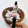 Wholesale 10pcs 3D White Kitten New Three-dimensional Silicone Cartoon DYI Beads
