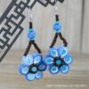 Wholesale Ethnic Style Dali Tie-Dye Style Blue-Dyed Fabric Handmade Earrings
